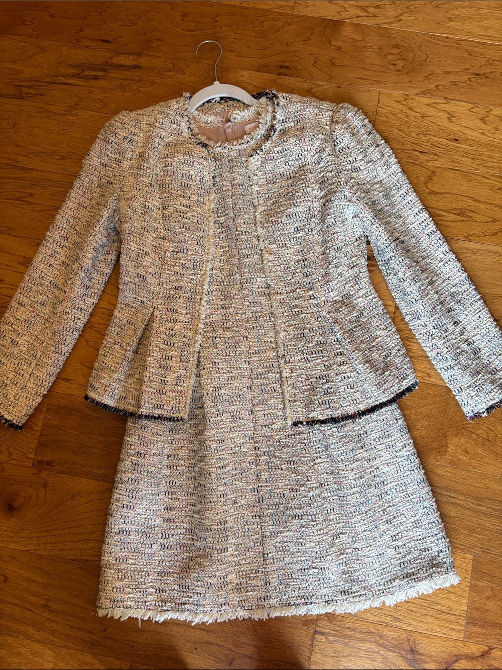 Rebecca Taylor Tweed Two-Piece Dress Set in Cream and Black
